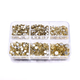 Mixed Sizes 6 Grid Box Light Yellow Glass FlatBack Rhinestones For Nail Art  Silver Back WholesaleRhinestone